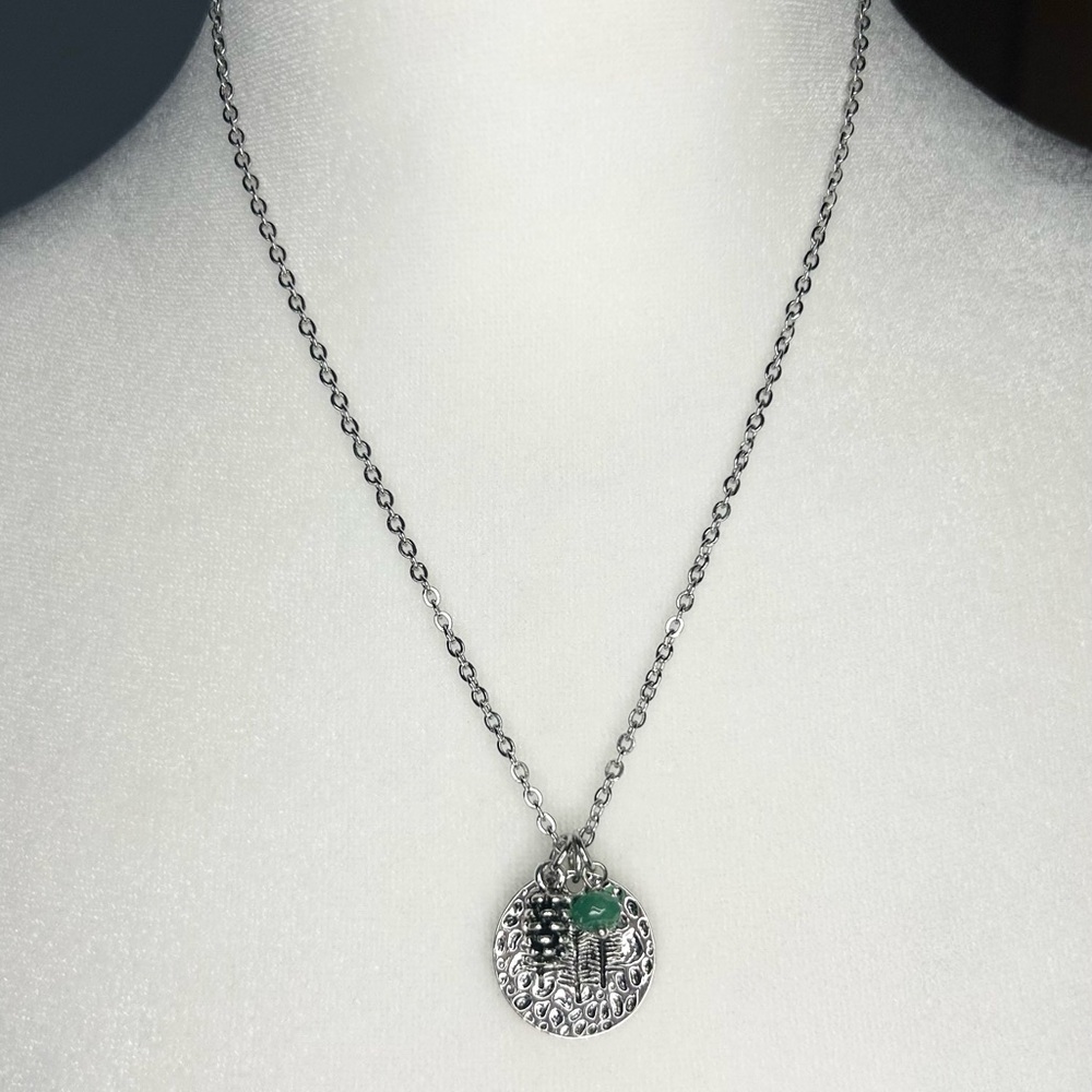 NEW - Aspen Jewelry Silver Necklace – Pine Tree Pendant & Green Charm